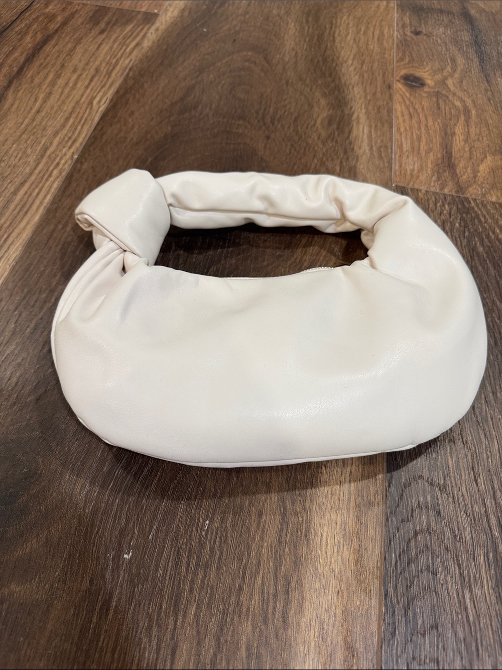 Melie Bianco Cream Small Padded Ruched Handle Bag